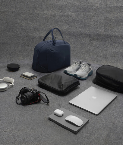 Urban wasserabweisende Wochenendtasche navy blau, grau bedrucken, Art.-Nr. P706.2925