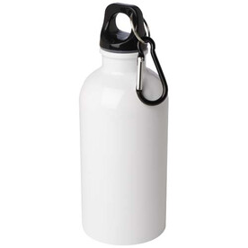 Oregon 400 ml RCS-zertifizierte, einwandige Trinkflasche aus Edelstahl mit Karabinerhaken, weiss bedrucken, Art.-Nr. 10086001