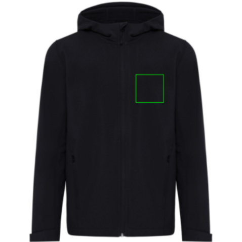 IQONIQ Makalu Herren Softshelljacke aus recyceltem Polyester schwarz bedrucken, Art.-Nr. T1700.001.4XL