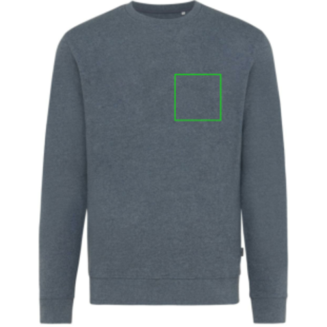 IQONIQ Denali ungefärbt. Rundhals-Sweater aus recycelter BW heather navy bedrucken, Art.-Nr. T9301.016.XXS