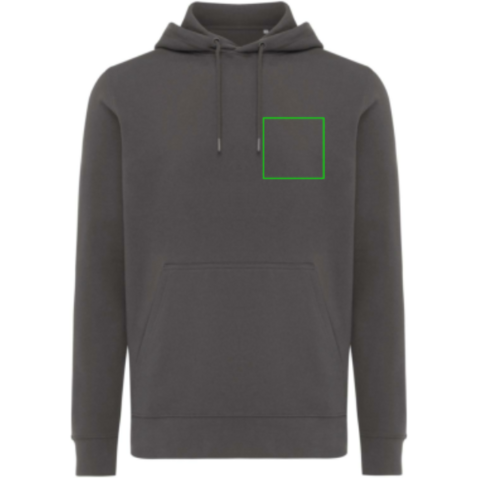 IQONIQ Rila Lightweight Hoodie aus recycelter Baumwolle anthrazit bedrucken, Art.-Nr. T9404.019.XS