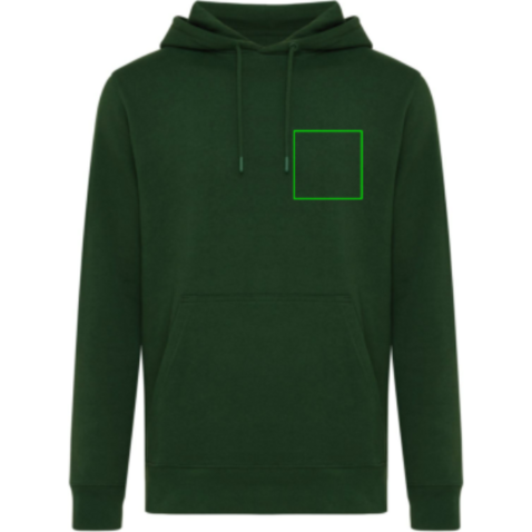 IQONIQ Rila Lightweight Hoodie aus recycelter Baumwolle forest green bedrucken, Art.-Nr. T9404.005.S