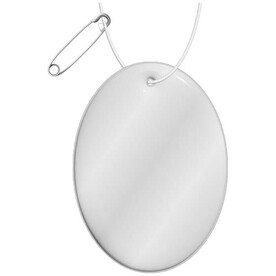 RFX™ H-16 ovaler, leichter, reflektierender PVC-Anhänger, weiss bedrucken, Art.-Nr. 1PR12801