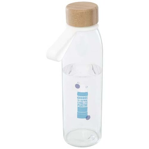 Porto 500 ml Glas-Flasche mit Silikongriff und Bambusdeckel, transparent klar bedrucken, Art.-Nr. 10085301 Porto 500 ml Glas-Flasche mit Silikongriff und Bambusdeckel, transparent klar bedrucken, Art.-Nr. 10085301