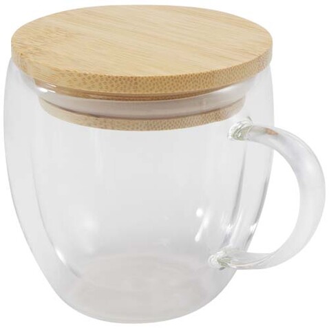 Lenora 250 ml Glasbecher mit Bambusdeckel, transparent klar bedrucken, Art.-Nr. 11341901 Lenora 250 ml Glasbecher mit Bambusdeckel, transparent klar bedrucken, Art.-Nr. 11341901