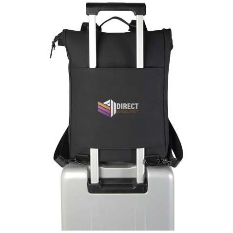 Turner 15,6" GRS-recycelter Rolltop Laptop-Rucksack 12 L, schwarz bedrucken, Art.-Nr. 12075090