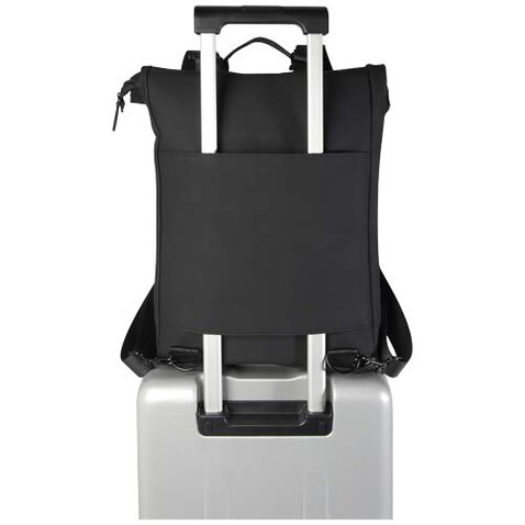 Turner 15,6" GRS-recycelter Rolltop Laptop-Rucksack 12 L, schwarz bedrucken, Art.-Nr. 12075090