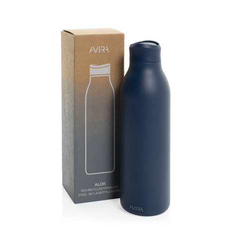 Avira Alok 360 Klick-Wasserflasche aus RCS rec. Stahl, 600ml navy blau bedrucken, Art.-Nr. P438.0925 Avira Alok 360 Klick-Wasserflasche aus RCS rec. Stahl, 600ml navy blau bedrucken, Art.-Nr. P438.0925