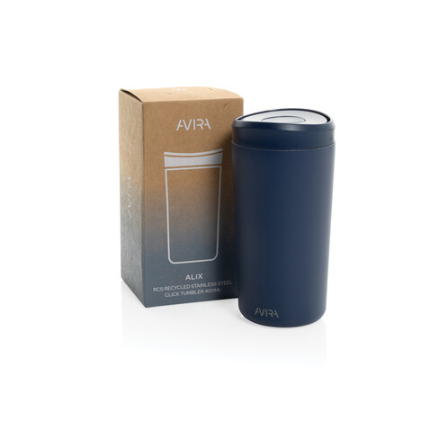 Avira Alix Klickbecher aus RCS rec. Stahl 400ml navy blau bedrucken, Art.-Nr. P438.1025 Avira Alix Klickbecher aus RCS rec. Stahl 400ml navy blau bedrucken, Art.-Nr. P438.1025