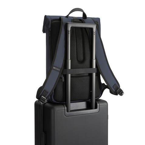 Urban wasserabweisender Flap-Top Rucksack navy blau, schwarz bedrucken, Art.-Nr. P706.2625 Urban wasserabweisender Flap-Top Rucksack navy blau, schwarz bedrucken, Art.-Nr. P706.2625
