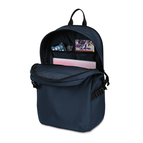Renew AWARE™ rPET 15'' Laptop-Rucksack navy blau bedrucken, Art.-Nr. 100806-410