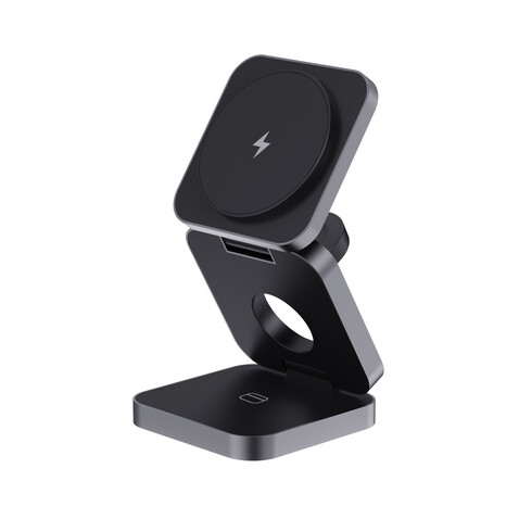 Terra faltbares 3-in-1 15W Charger aus RCS rec. Aluminium grau bedrucken, Art.-Nr. P308.6402 Terra faltbares 3-in-1 15W Charger aus RCS rec. Aluminium grau bedrucken, Art.-Nr. P308.6402