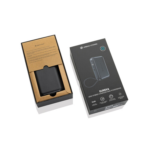 Urban Vitamin Eureka RCS rec. 65W-10.000mAh Hybrid-Ladegerät schwarz bedrucken, Art.-Nr. P301.9901