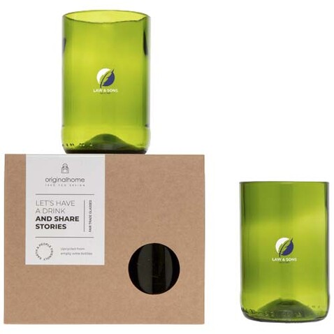 Originalhome 280 ml Trinkglas Set, grün bedrucken, Art.-Nr. 11340561