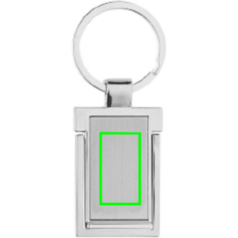 Schlüsselanhänger&amp;Telefonständer aus RCS rec. Zinklegierung silber bedrucken, Art.-Nr. P191.6602