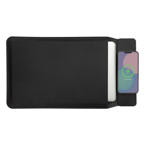 Swiss Peak magnet. 15,6" Laptop-Sleeve mit 15W Ladefunktion schwarz bedrucken, Art.-Nr. P309.0701