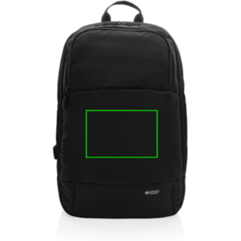 Swiss Peak AWARE™ moderner 15,6" Laptop-Rucksack schwarz bedrucken, Art.-Nr. P763.101