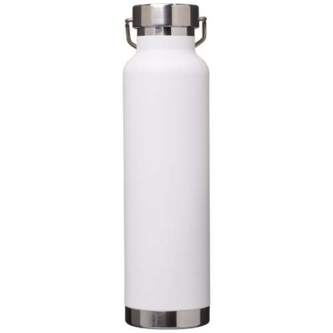 Thor 650 ml RCS-zertifizierte Kupfer-Vakuum Isolierflasche aus recyceltem Edelstahl, weiss bedrucken, Art.-Nr. 10086501