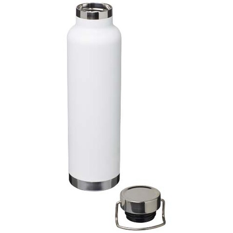 Thor 650 ml RCS-zertifizierte Kupfer-Vakuum Isolierflasche aus recyceltem Edelstahl, weiss bedrucken, Art.-Nr. 10086501