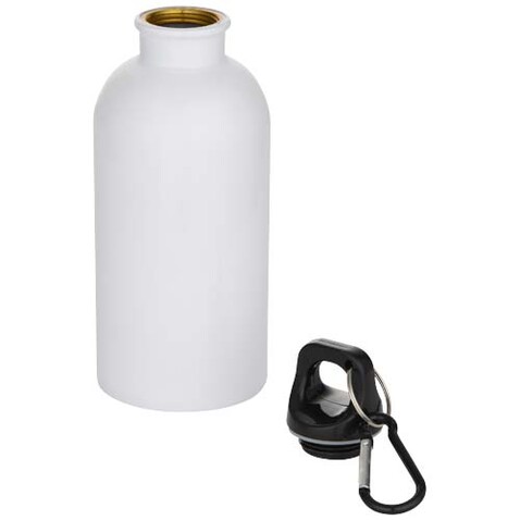Oregon 400 ml RSC-zertifizierte einwandige Sublimation Trinkflasche aus recyceltem Edelstahl mit Karabinerhaken, weiss bedrucken, Art.-Nr. 10087301 Oregon 400 ml RSC-zertifizierte einwandige Sublimation Trinkflasche aus recyceltem Edelstahl mit Karabinerhaken, weiss bedrucken, Art.-Nr. 10087301