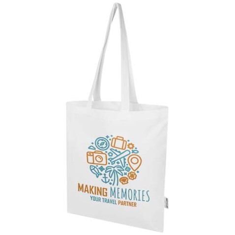 Madras Blend 140 g/m² Tragetasche aus GRS-recycelter Baumwolle 7L, weiss bedrucken, Art.-Nr. 12076001 Madras Blend 140 g/m² Tragetasche aus GRS-recycelter Baumwolle 7L, weiss bedrucken, Art.-Nr. 12076001