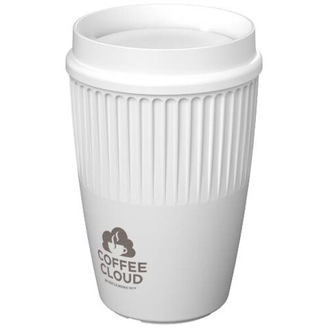 Cirrus 350 ml Becher mit 360°-Deckel, weiss bedrucken, Art.-Nr. 21046201 Cirrus 350 ml Becher mit 360°-Deckel, weiss bedrucken, Art.-Nr. 21046201