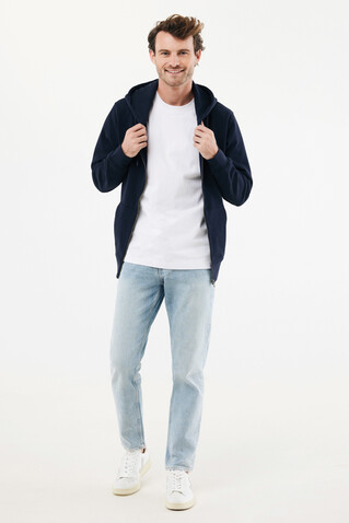 IQONIQ Abisko Zip-Kapuzenpullover aus recycelter Baumwolle navy blau bedrucken, Art.-Nr. T9600.002.S