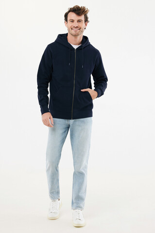 IQONIQ Abisko Zip-Kapuzenpullover aus recycelter Baumwolle navy blau bedrucken, Art.-Nr. T9600.002.S