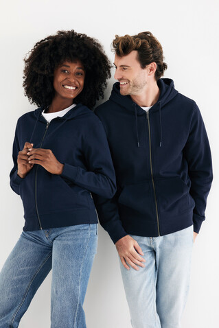 IQONIQ Abisko Zip-Kapuzenpullover aus recycelter Baumwolle navy blau bedrucken, Art.-Nr. T9600.002.S