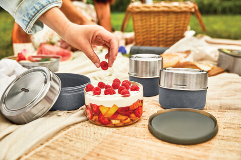Black+Blum Glass Lunch Bowl 750ml silber bedrucken, Art.-Nr. P439.0402