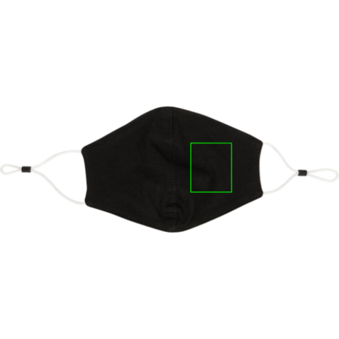 Wiederverwendbare 2-lagige Baumwoll-Gesichtsmaske schwarz bedrucken, Art.-Nr. P265.891 Wiederverwendbare 2-lagige Baumwoll-Gesichtsmaske schwarz bedrucken, Art.-Nr. P265.891