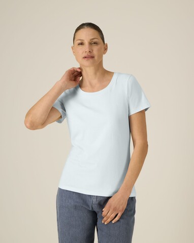 Stella Expresser 2.0 - Das Fitted Damen-T-Shirt - Blue Ice - M bedrucken, Art.-Nr. STTW079C7281M Stella Expresser 2.0 - Das Fitted Damen-T-Shirt - Blue Ice - M bedrucken, Art.-Nr. STTW079C7281M