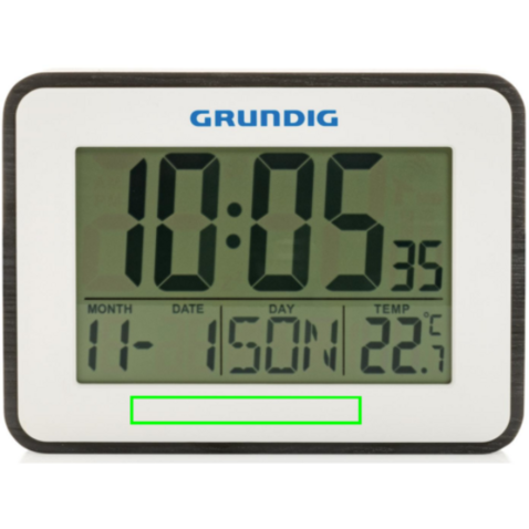 Grundig Thermometer, Wecker und Kalender weiß bedrucken, Art.-Nr. P279.221 Grundig Thermometer, Wecker und Kalender weiß bedrucken, Art.-Nr. P279.221