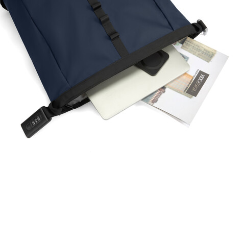 Urban wasserabweisender Anti-Diebstahl Rucksack navy blau, schwarz bedrucken, Art.-Nr. P706.2825 Urban wasserabweisender Anti-Diebstahl Rucksack navy blau, schwarz bedrucken, Art.-Nr. P706.2825