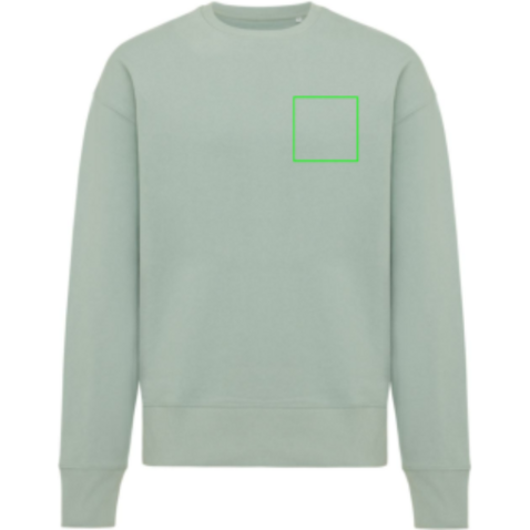 IQONIQ Kruger Relax-Rundhals-Sweater aus recycelt. Baumwolle Iceberg green bedrucken, Art.-Nr. T9302.023.XXXL