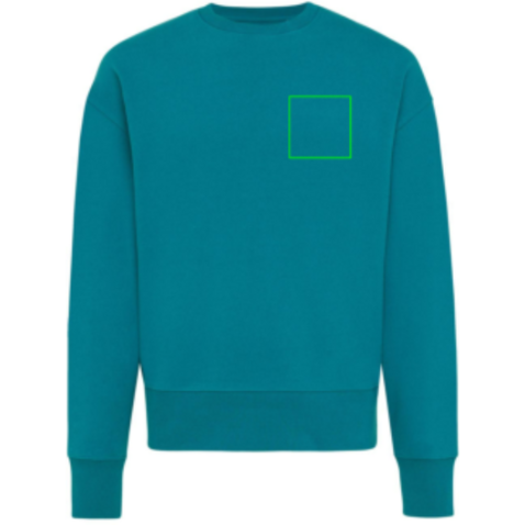 IQONIQ Kruger Relax-Rundhals-Sweater aus recycelt. Baumwolle verdigris bedrucken, Art.-Nr. T9302.009.XL