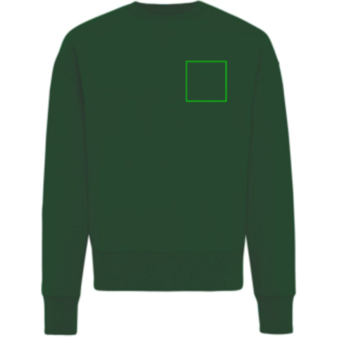 IQONIQ Kruger Relax-Rundhals-Sweater aus recycelt. Baumwolle forest green bedrucken, Art.-Nr. T9302.005.XXS