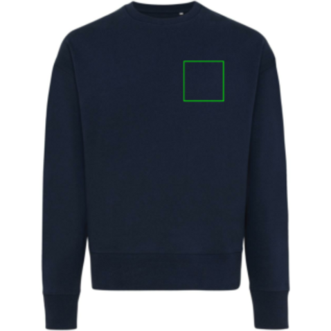 IQONIQ Kruger Relax-Rundhals-Sweater aus recycelt. Baumwolle navy blau bedrucken, Art.-Nr. T9302.002.XS