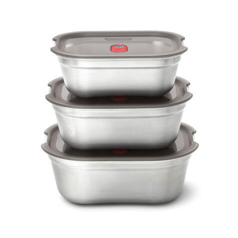 Black+Blum 3-tlg. Mealprep Box Set - klein, medium, groß grau bedrucken, Art.-Nr. P439.2102