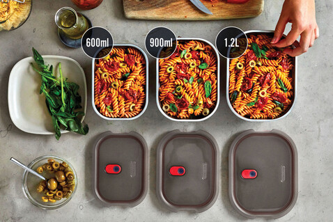 Black+Blum 3-tlg. Mealprep Box Set - klein, medium, groß grau bedrucken, Art.-Nr. P439.2102