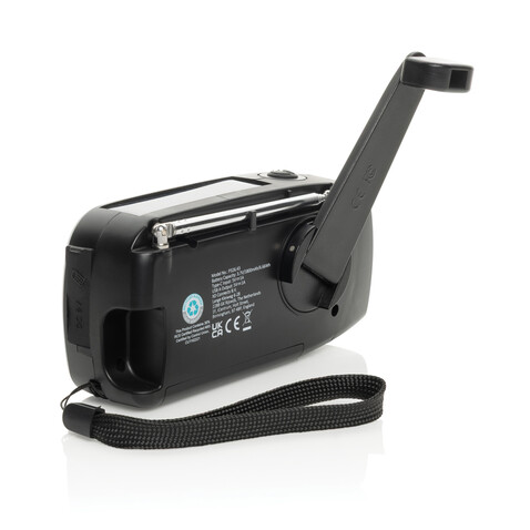 RescueWave Notfallradio aus RCS recyceltem Kunststoff schwarz bedrucken, Art.-Nr. P326.4301 RescueWave Notfallradio aus RCS recyceltem Kunststoff schwarz bedrucken, Art.-Nr. P326.4301