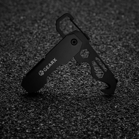 Gear X faltbares EDC-Werkzeug mit Karabinerhaken schwarz bedrucken, Art.-Nr. P221.2701 Gear X faltbares EDC-Werkzeug mit Karabinerhaken schwarz bedrucken, Art.-Nr. P221.2701