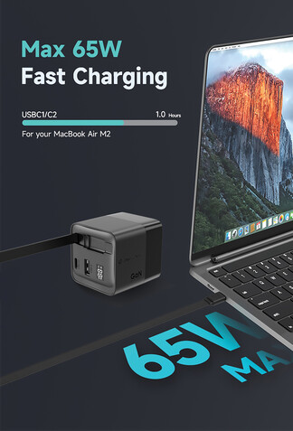 Urban Vitamin Mendocino 65W GaN-Charger mit einziehb. Kabel schwarz bedrucken, Art.-Nr. P301.2701 Urban Vitamin Mendocino 65W GaN-Charger mit einziehb. Kabel schwarz bedrucken, Art.-Nr. P301.2701