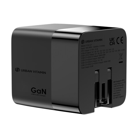 Urban Vitamin Mendocino 65W GaN-Charger mit einziehb. Kabel schwarz bedrucken, Art.-Nr. P301.2701 Urban Vitamin Mendocino 65W GaN-Charger mit einziehb. Kabel schwarz bedrucken, Art.-Nr. P301.2701