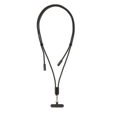 LoopAmp verstellbares 160cm 60W Telefonkabel aus RCS rPET schwarz bedrucken, Art.-Nr. P302.5301