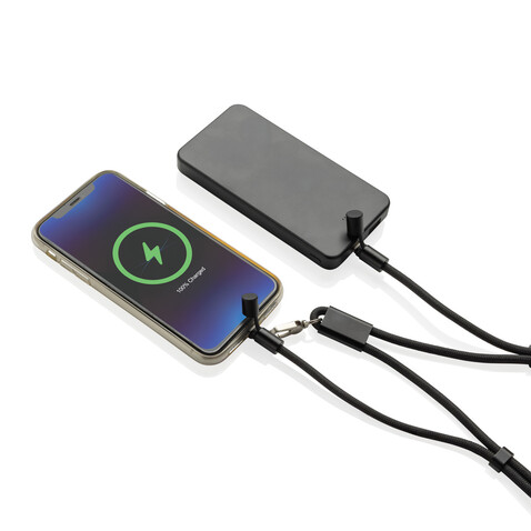 LoopAmp verstellbares 160cm 60W Telefonkabel aus RCS rPET schwarz bedrucken, Art.-Nr. P302.5301