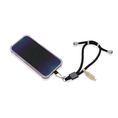 CarryLoop verstellbares Handy-Handgelenksband aus RCS rPET schwarz bedrucken, Art.-Nr. P302.8401 CarryLoop verstellbares Handy-Handgelenksband aus RCS rPET schwarz bedrucken, Art.-Nr. P302.8401