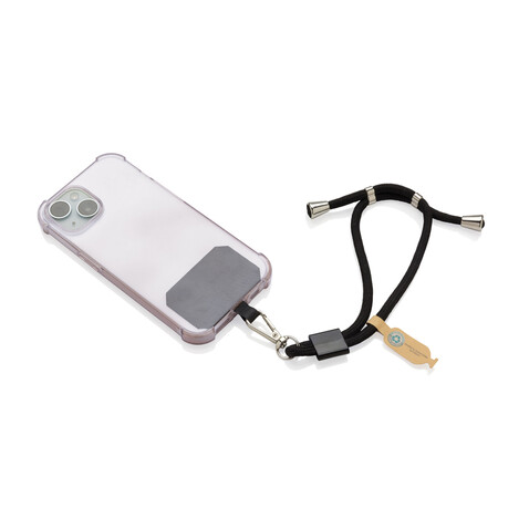 CarryLoop verstellbares Handy-Handgelenksband aus RCS rPET schwarz bedrucken, Art.-Nr. P302.8401 CarryLoop verstellbares Handy-Handgelenksband aus RCS rPET schwarz bedrucken, Art.-Nr. P302.8401
