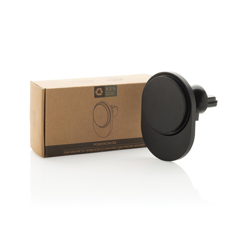 PowerCruze magnetischer 15W Autohalter aus RCS rec. ABS schwarz bedrucken, Art.-Nr. P309.1101