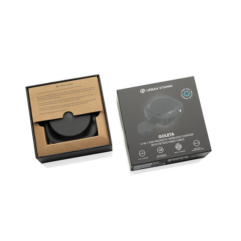 Urban Vitamin Goleta 2-in-1 15W Magnetic Wireless Charger schwarz bedrucken, Art.-Nr. P309.5301 Urban Vitamin Goleta 2-in-1 15W Magnetic Wireless Charger schwarz bedrucken, Art.-Nr. P309.5301